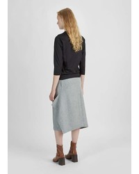 Nehera Merino Wool Flannel Belted Skirt Light Grey