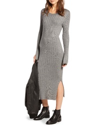 Grey Slit Sweater Dress