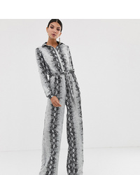Missguided Tall Wide Leg Jumpsuit In Snake