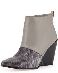 Grey Snake Leather Ankle Boots