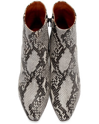 Vetements Grey Snakeskin Embossed Ankle Boots