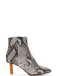 Vetements Grey Snakeskin Embossed Ankle Boots