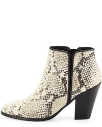 Giuseppe Zanotti Silver Tipped Python Embossed Leather Bootie Platino