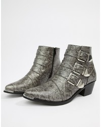Pieces Snake Effect Ankle Boot