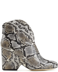 Diane von Furstenberg Snake Embossed Leather Ankle Boots