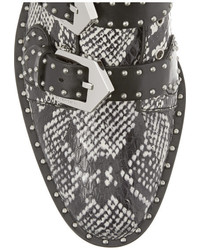 Givenchy Studded Ankle Boots In Elaphe And Leather Snake Print