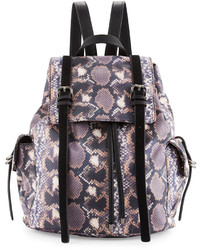 French Connection Kyle Snake Print Flap Backpack Python