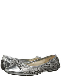 Grey Snake Leather Ballerina Shoes