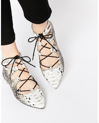 Asos Collection Lana Pointed Lace Up Ballet Flats