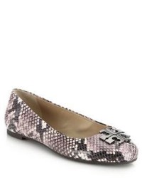 Tory Burch Lowell 2 Python Embossed Leather Ballet Flats