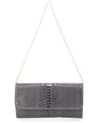 Dark Gray Snake Embossed Python Embossed Leather Clutch
