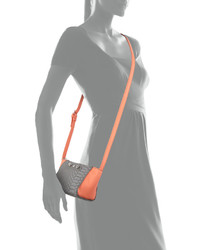 Neiman Marcus Dani Mini Colorblock Crossbody Bag Coralgray
