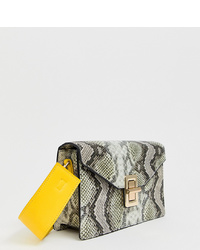 Liars & Lovers Faux Snake Boxy Shoulder Bag With Contrast Yellow