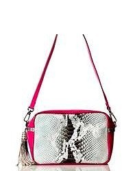 Vintage Reign The Boo Snake Print And Pink Trim Leather Crossbody Bag