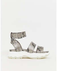 ASOS DESIGN For Real Chunky Sporty Flat Sandals In Snake
