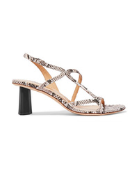 BY FA Brigette Snake Effect Leather Slingback Sandals