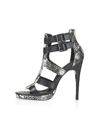 Rara Multi Snake Effect Mix High Sandals With Skinny Heel Heel Height Approximately 45 60% Rubber 40% Leather Specialist Clean Only