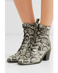 Diane von Furstenberg Dakota Lace Up Snake Effect Leather Ankle Boots