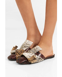 No.21 No 21 Knotted Snake Effect Leather Slippers Snake Print