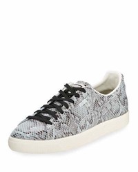 Grey Snake Leather Low Top Sneakers