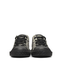 Giuseppe Zanotti Black And Beige Multi Print Blabber Low Top Sneakers