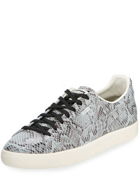 Puma Clyde Snakeskin Embossed Leather Low Top Sneaker Gray