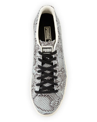 Puma Clyde Snakeskin Embossed Leather Low Top Sneaker Gray