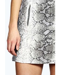 Boohoo Lily Python Print Zip Detail Pelmet Mini Skirt