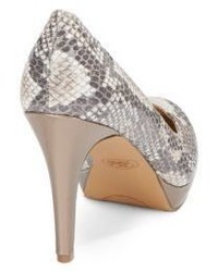 Circa Joan & David Pearly Snake Embossed Faux Leather Platform Pumps