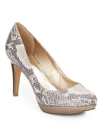 Circa Joan & David Pearly Snake Embossed Faux Leather Platform Pumps