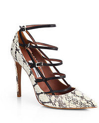 Tabitha Simmons Strappy Snakeskin Leather Pumps