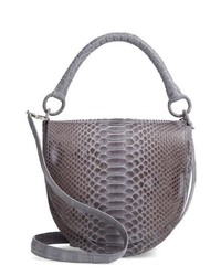 Grey Snake Leather Satchel Bag