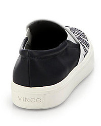 Vince Banler Snake Embossed Leather Slip On Sneakers