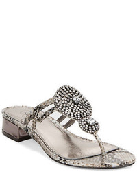 Adrianna Papell Darlene Leather Snake Print Thong Sandals