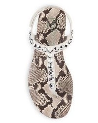 Pedro Garcia Judith Studded Snake Embossed Leather Thong Sandals