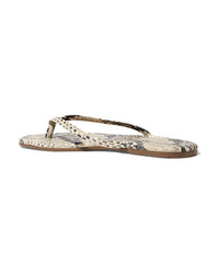 TKEES Lily Snake Effect Leather Flip Flops