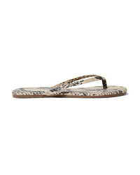 TKEES Lily Snake Effect Leather Flip Flops
