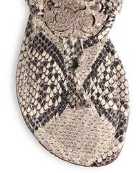 Tory Burch Miller Snake Print Suede Thong Sandals