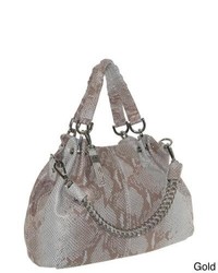 B Collective Alessandria Snake Embossed Leather Chain Bucket Bag