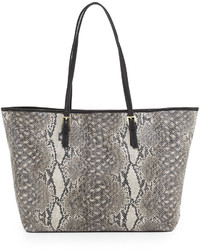Neiman Marcus Vacay Snake Embossed Faux Leather Tote Bag Gray