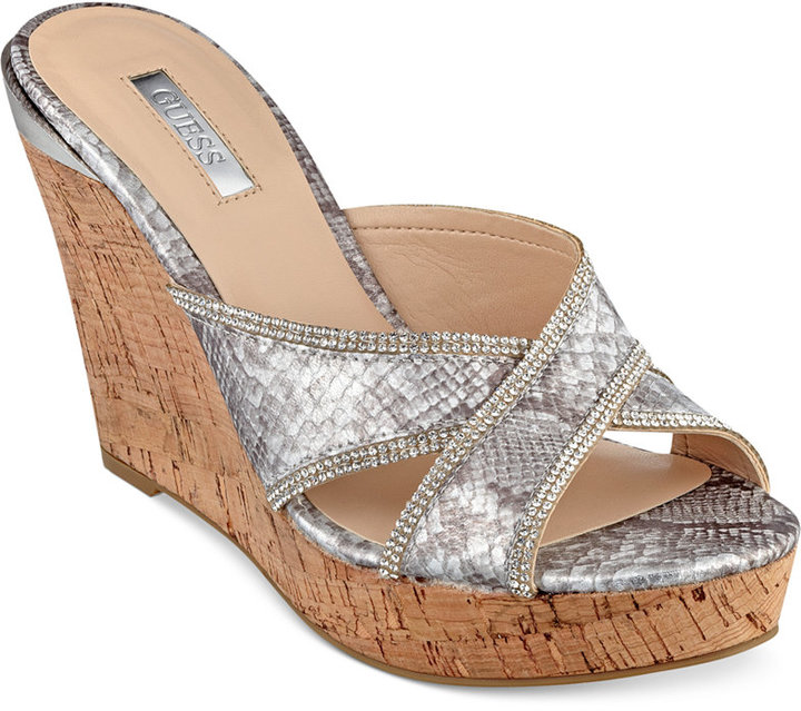GUESS Eleonora Platform Slide Sandals Shoes, $79 | Macy's | Lookastic