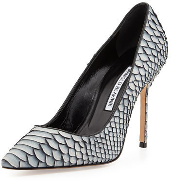 Manolo Blahnik Bb Python 105mm Pump Gray, $1,298 | Neiman Marcus