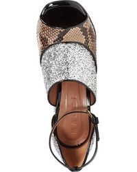 Marni Peep Toe Chunky Genuine Python Glitter Sandal