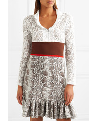 Chloé Paneled Lace Stretch And Jacquard Knit Mini Dress