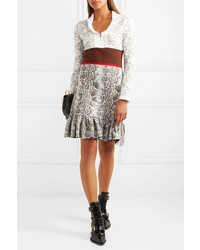 Chloé Paneled Lace Stretch And Jacquard Knit Mini Dress
