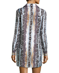 Diane von Furstenberg Long Sleeve Snake Print Shirtdress Oasis Snake Multi