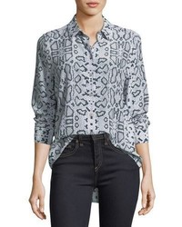 Equipment Essential Snake Print Button Front Blouse