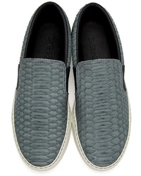 Lanvin Grey Python Slip On Sneakers