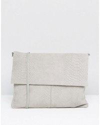 Asos Unlined Soft Suede Snake Embossed Cross Body Bag With Detachable Strap