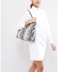 Glamorous Tote Bag In Gray Faux Snake